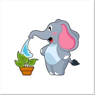 Elephant with Plant Posters and Art
